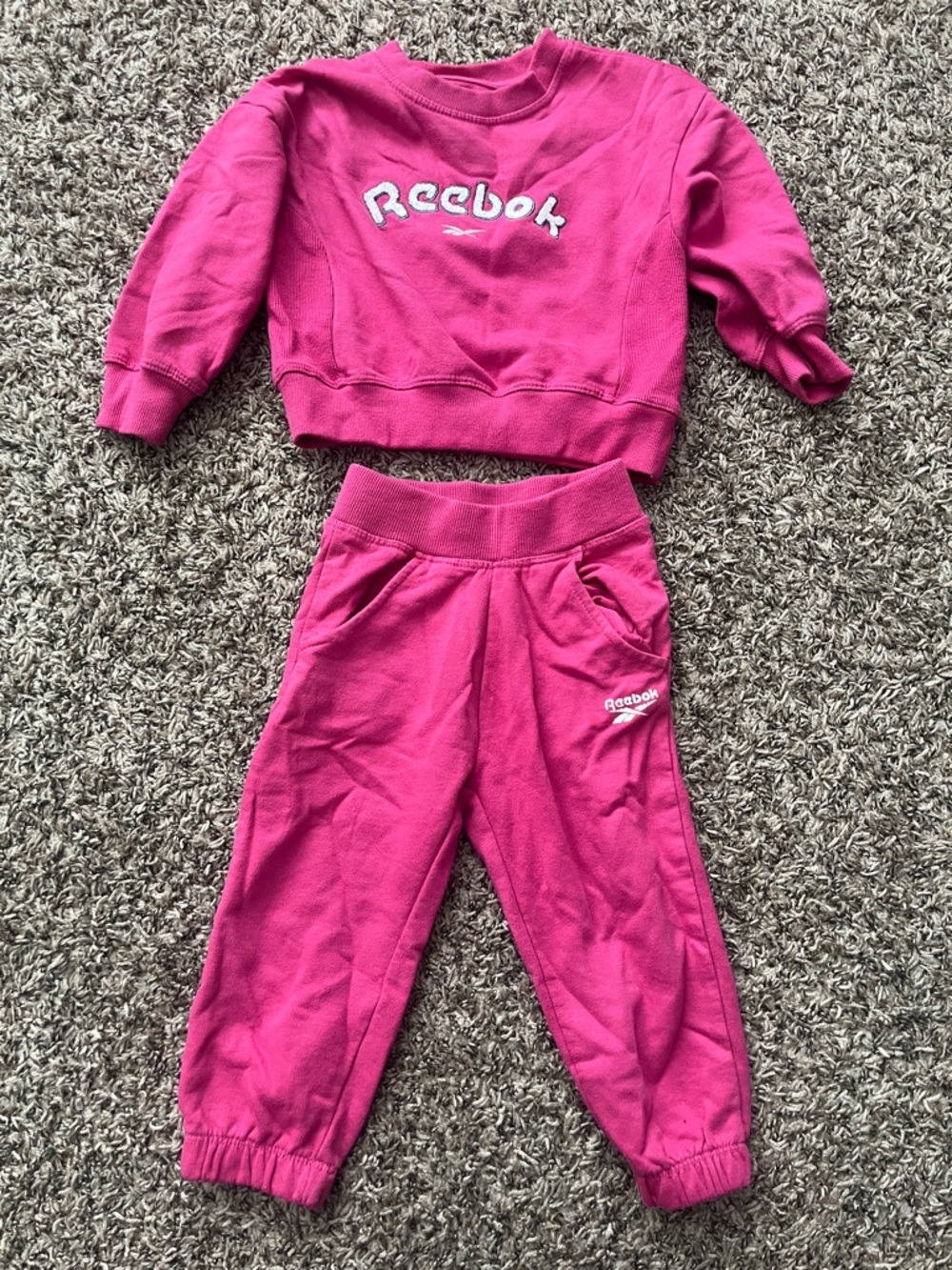 Reebok Hot Pink Kids Sweatshirt and Jogger Set